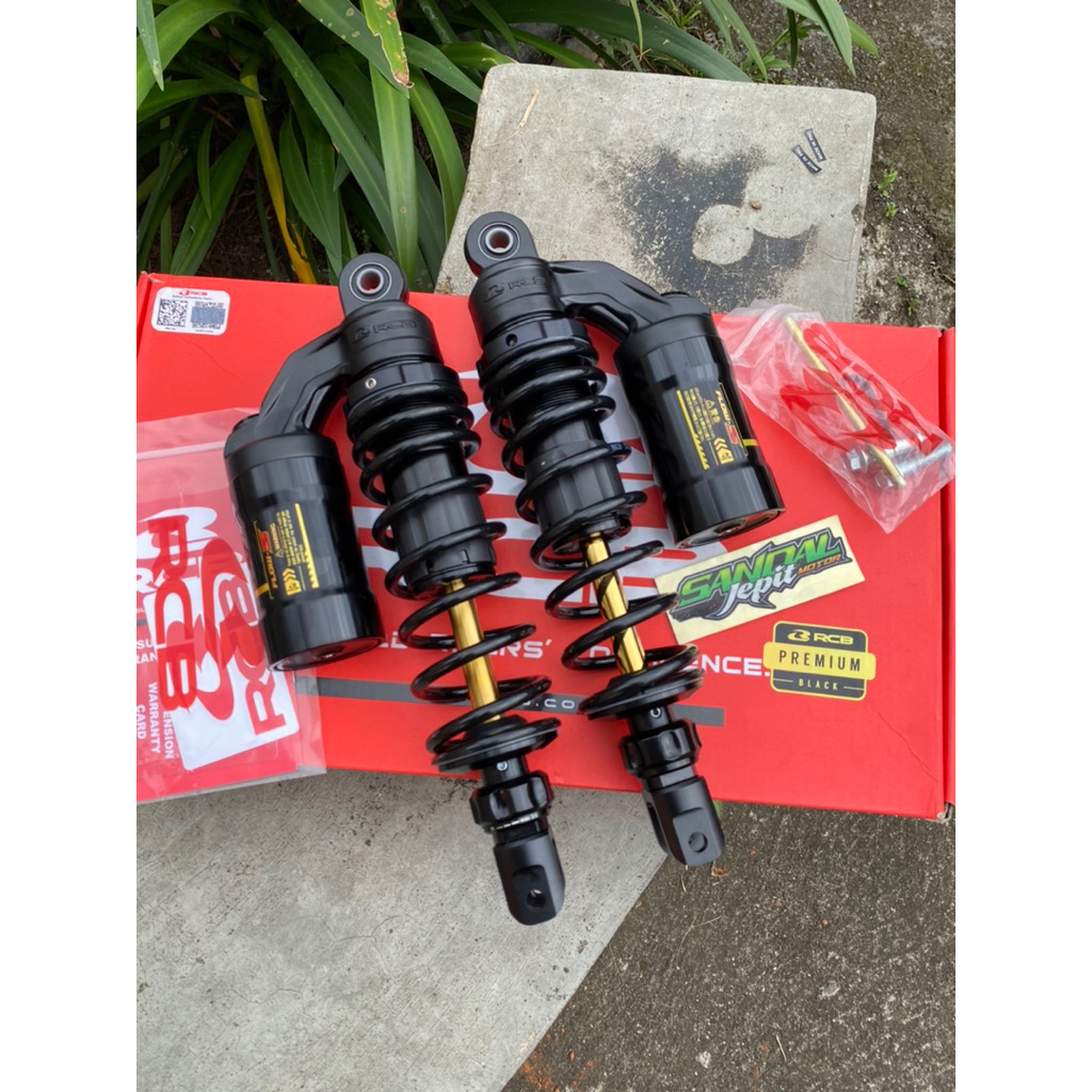 SHOCK BELAKANG RCB NMAX NEW AEROX PREMIUM BLACK SERIES AS GOLD 305MM SHOCK BELAKANG RCB NMAX NEW SHO