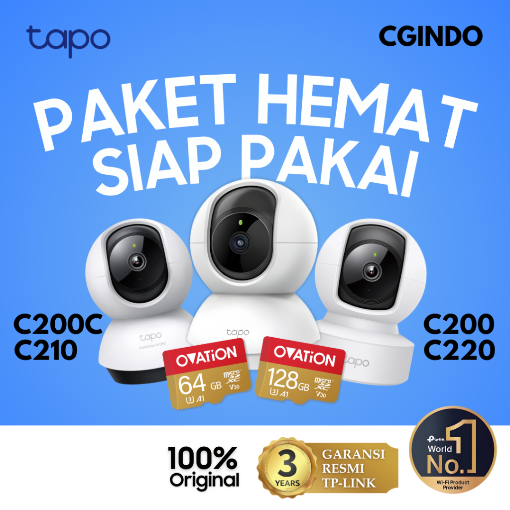 TP-Link Tapo CCTV C200 2MP 3MP 4MP 5MP 1080P FHD 2K 3K Kamera CCTV Wifi Rumah PTZ IP WiFi Full HD CC