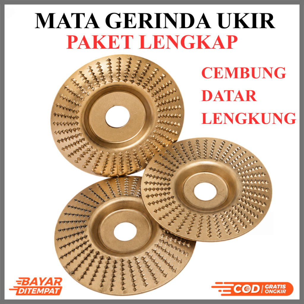 Mata Gerinda Serut Kayu 4 inch Datar Cembung Lengkung Set 3 Pc Carving Saw