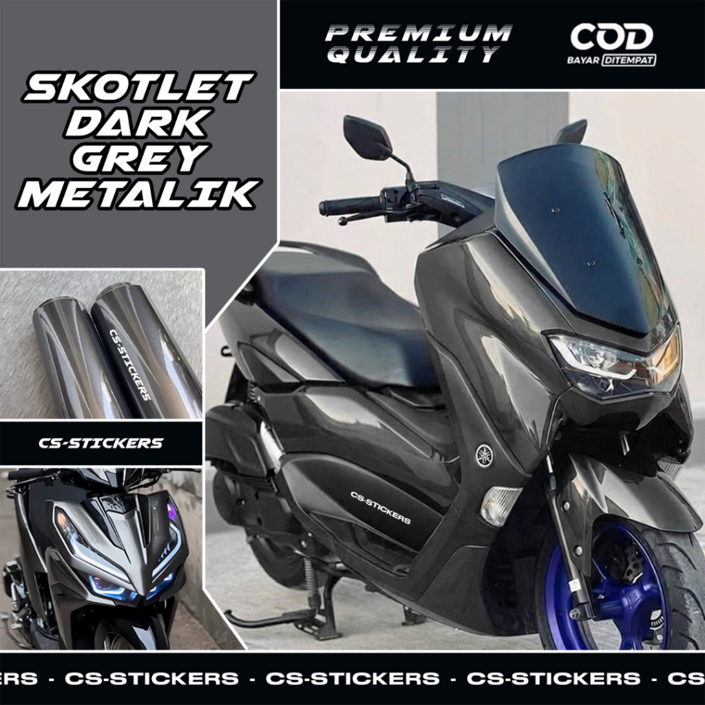 Skotlet Dark Grey Metalik Abu Abu Candy Grey Candy Cover Body Motor Premium Cutting Decal Vinyl