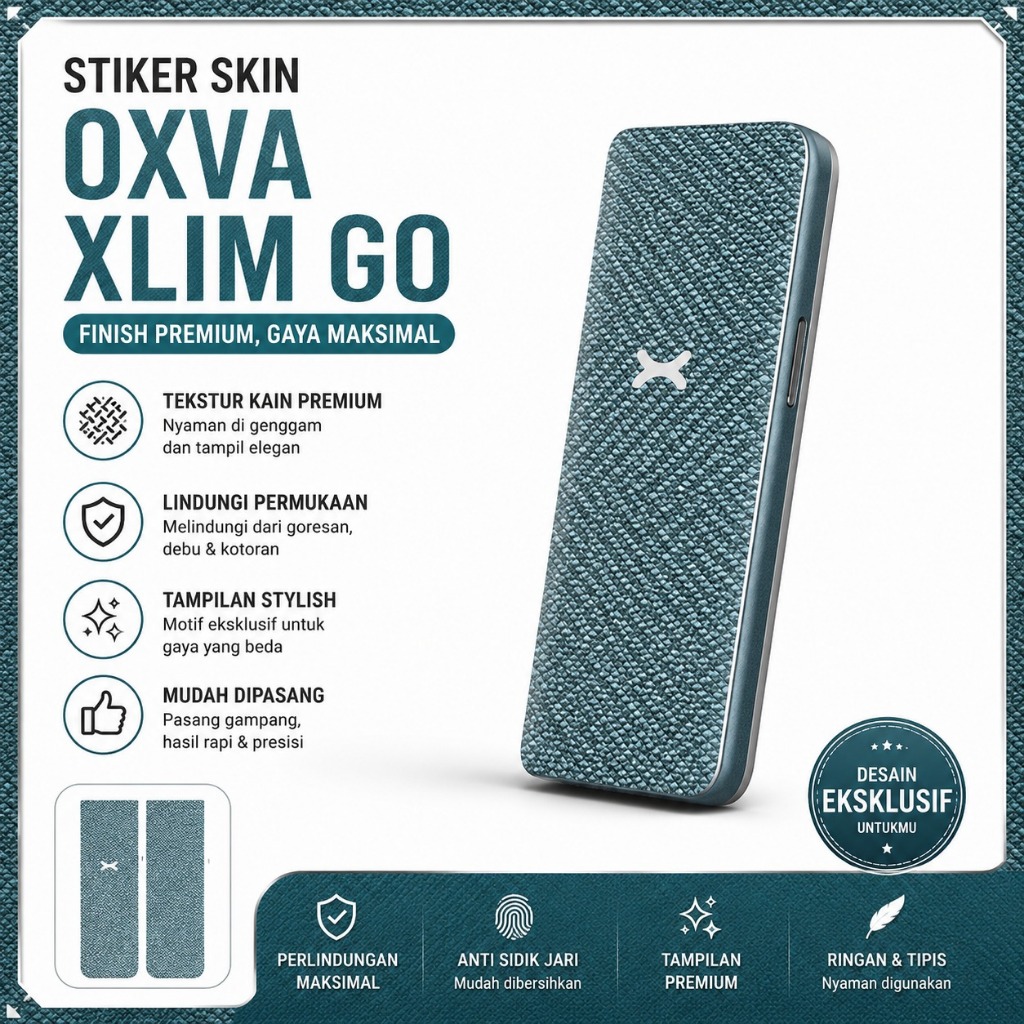VSPIRIT Garskin Pod Oxva Xlim Go Motif Fabric Blue | Stiker Skin Dengan Desain Elegan Tekstur Premiu