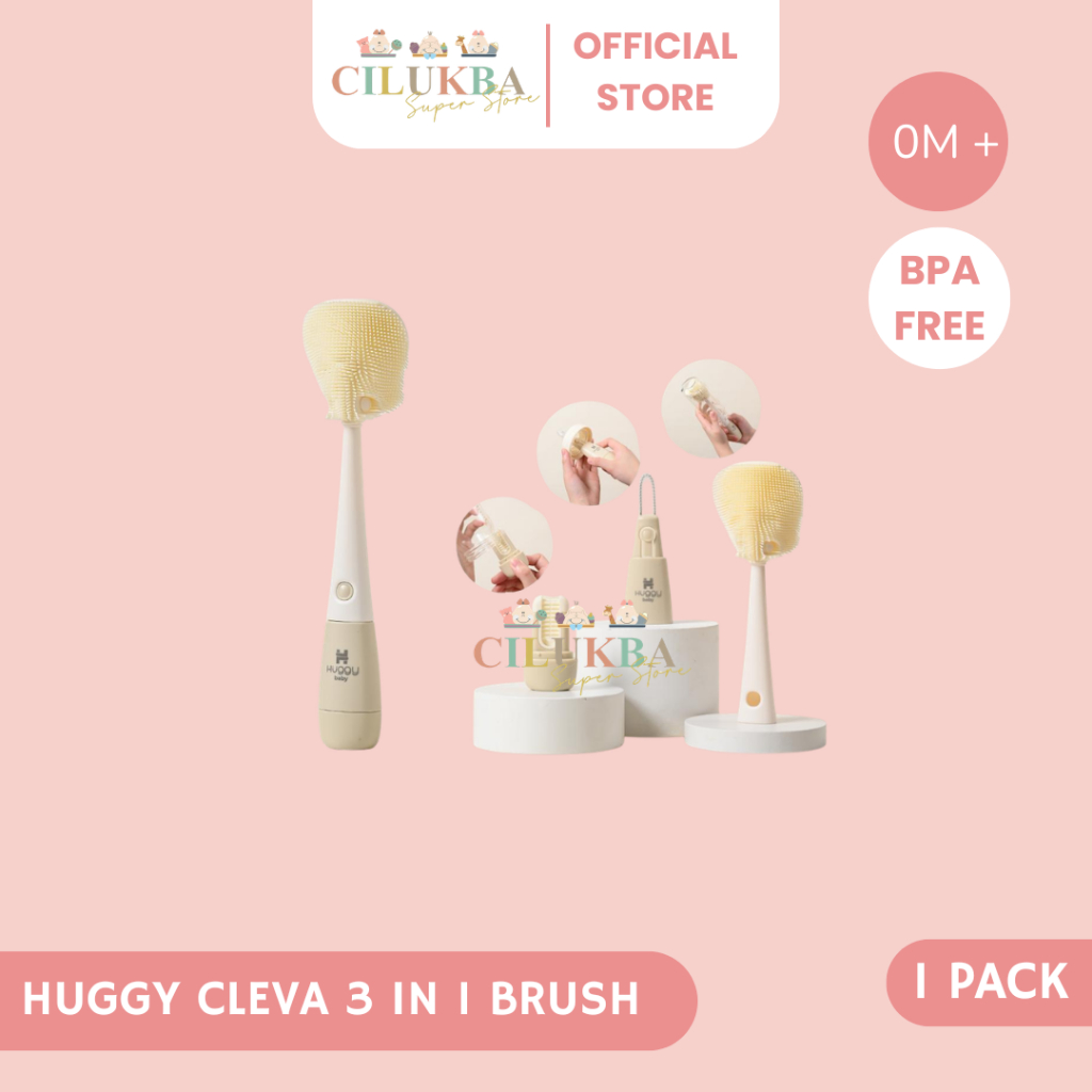 HUGGY CLEVA 3 IN 1 BRUSH SET | SIKAT BOTOL | SET SIKAT BOTOL SUSU | SIKAT