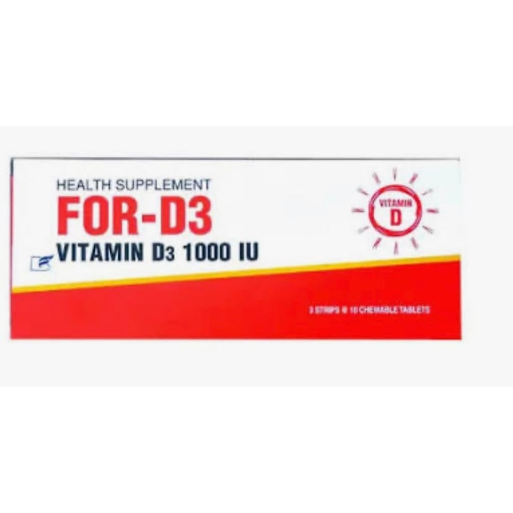 For-D3 Vitamin D3 1000 IU 10 Tablet Kunyah
