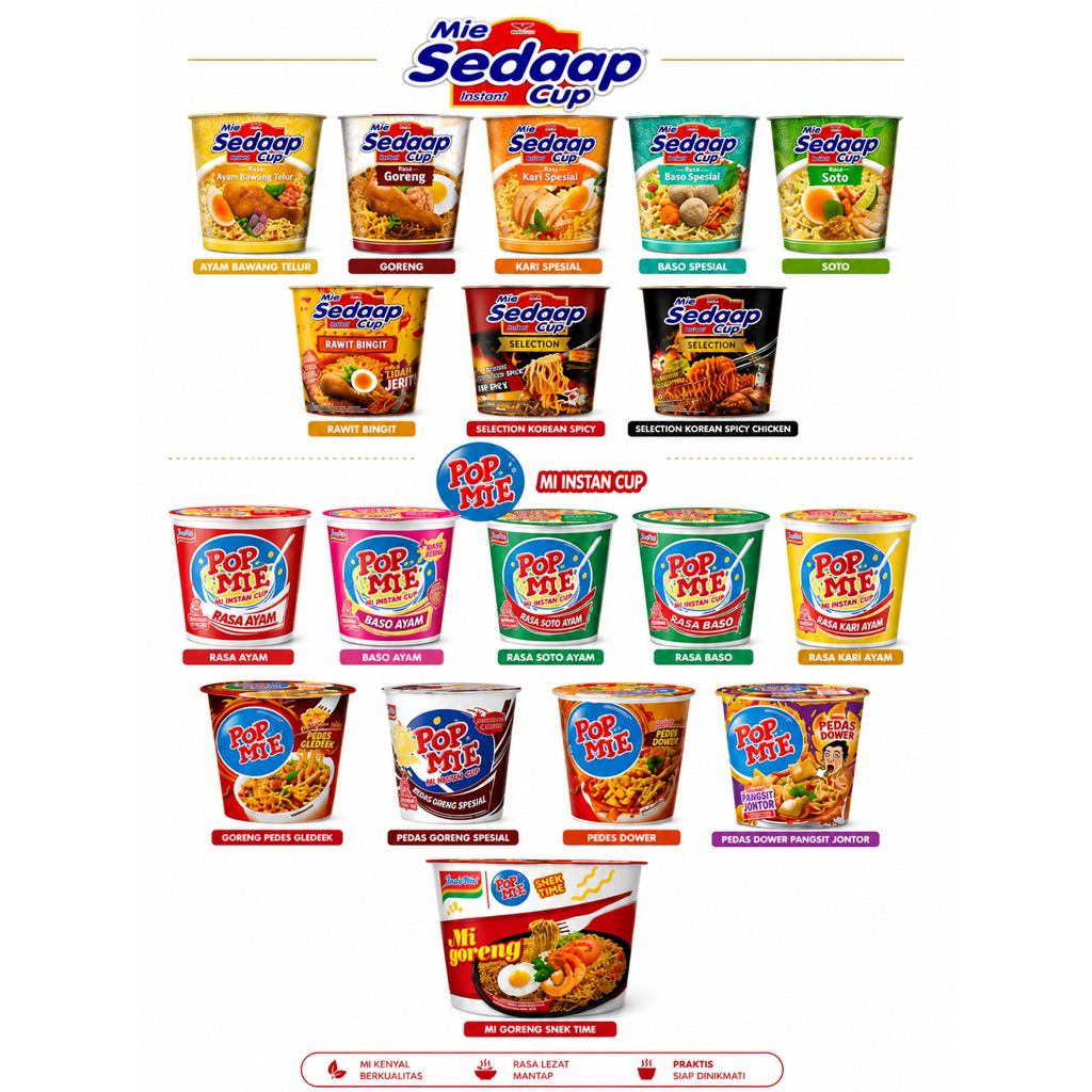 ANEKA POP MIE, POP MIE SEDAP CUP , POP MIE INDOMIE CUP UKURAN CUP BESAR