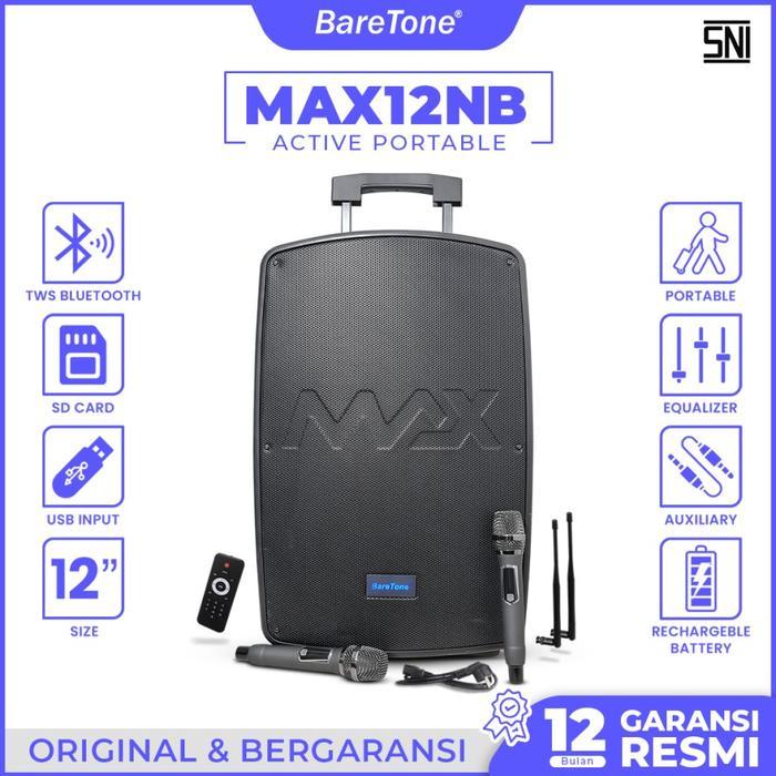 [ Portable 12 inchi ] Speaker Aktif Portable MAX12NB MAX 12NB Speaker 12 inch ORIGINAL BARETONE MAX-