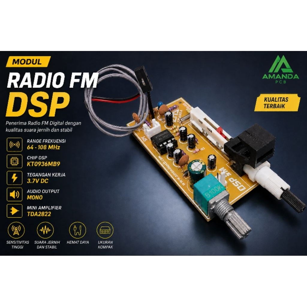 New Modul Radio FM DSP 64-108MHz mono KT0936MB9 TDA2822 3,7V MINI PORTABEL