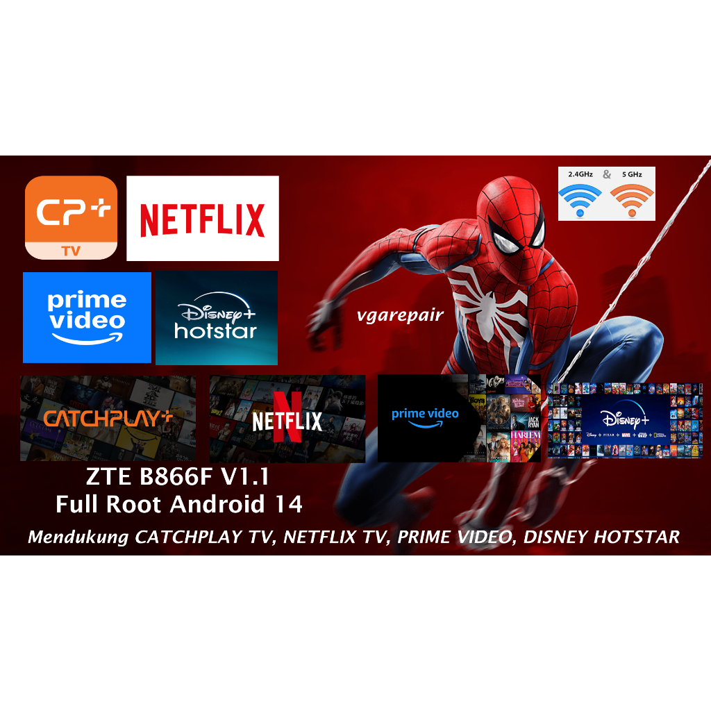 STB 4K ZTE B866F V1.1  32GB (BATANGAN) ANDROID 14 TERBARU SUDAH FULL ROOT