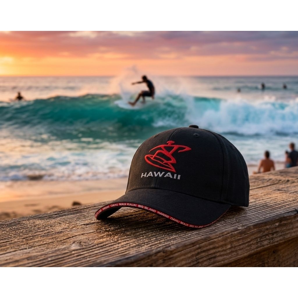 Topi Logo Orang Surfing Hawaiian Headwear Original Second Warna Hitam