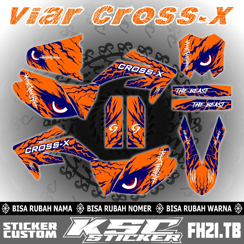 FH21TH decal sticker viar cross x 250 the beast stiker viar cross-x custom