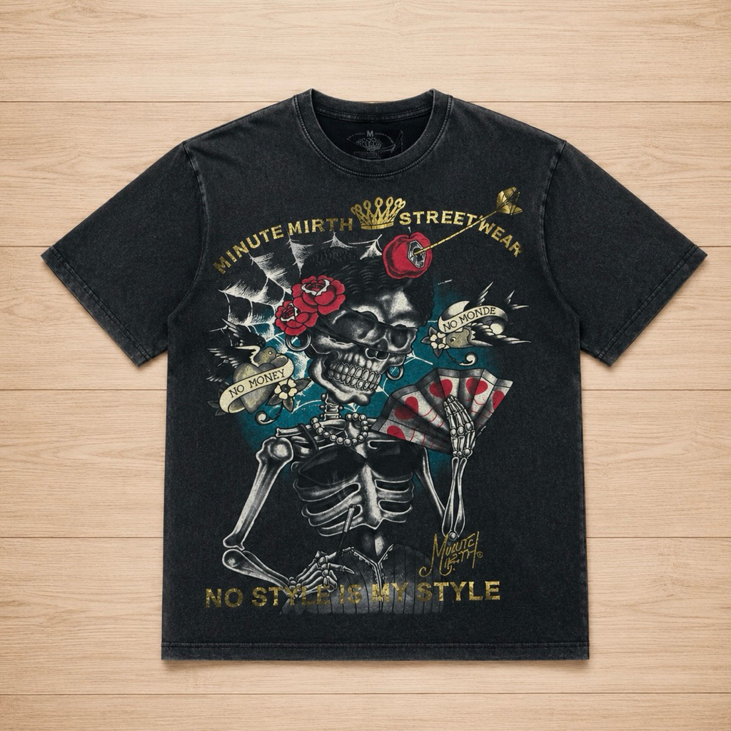 Kaos Y2k Skull By Minute Mirth Tshirt Black washed Original