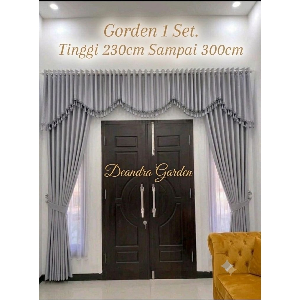 1 Set Gorden Pintu Ruangan Tengah Bahan Blackout Premium Tinggi 250cm