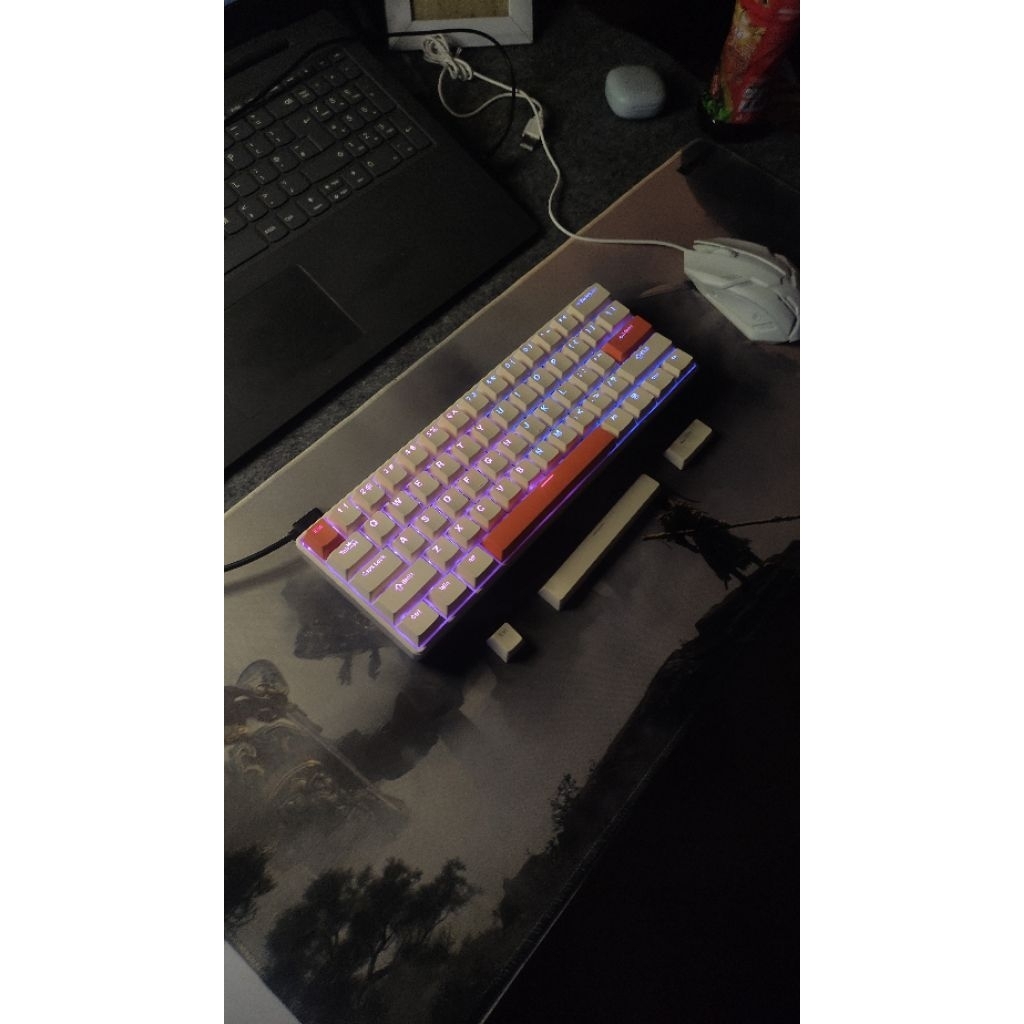 FURYCUBE TS61 Mechanical Keyboard 61 Keys 60% Layout Hot-Swappable Switch RGB Wired Gaming Keyboard - White/Black