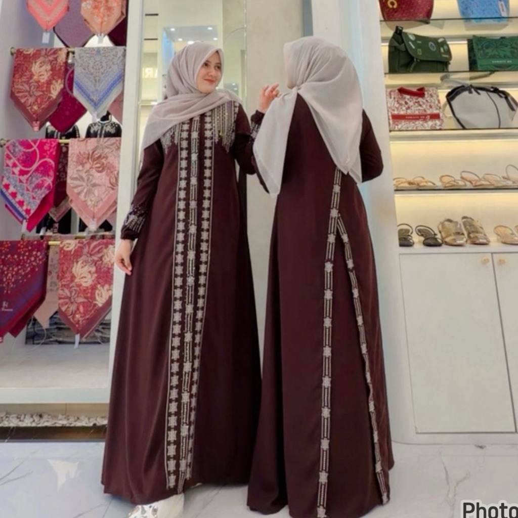 GAMIS BORDIR PINTU ACEH RIA MEWAH KEKINIAN,dress wanita mewah terbaru