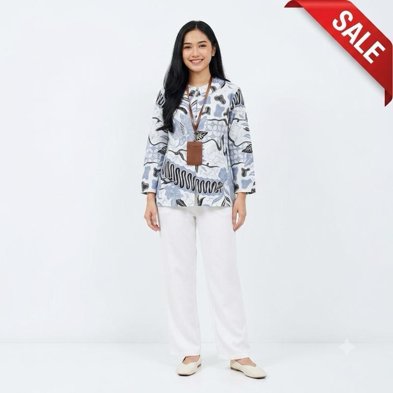 BLUS KATUN BIRU PUTIH