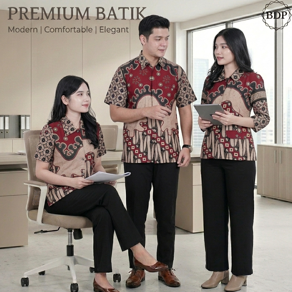 Atasan Batik Couple Blouse Kemaja Pria Modern Sku Paradise