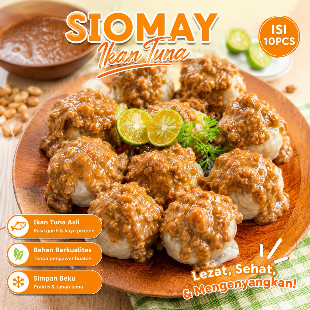 SIOMAY IKAN TUNA | SOMAY IKAN Isi 10pcs 340gr VACUM GRATIS BUMBU KACANG Siomay Frozen Halal Homemade