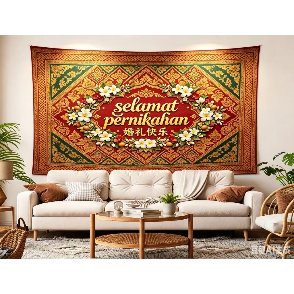 Background pelaminan untuk akad nikah Indonesian wedding backdrop Javanese traditional wedding banne