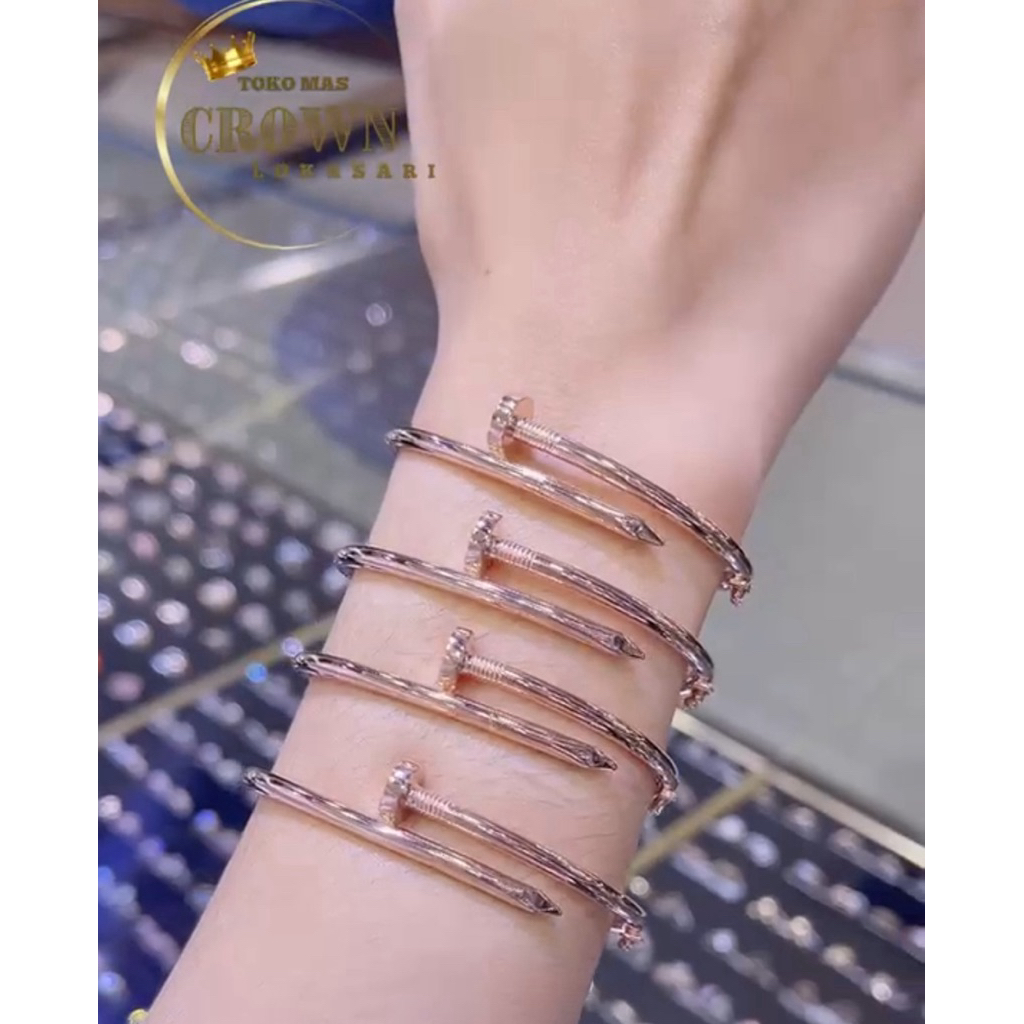 GELANG TANGAN BANGLE PAKU POLOS ROSEGOLD