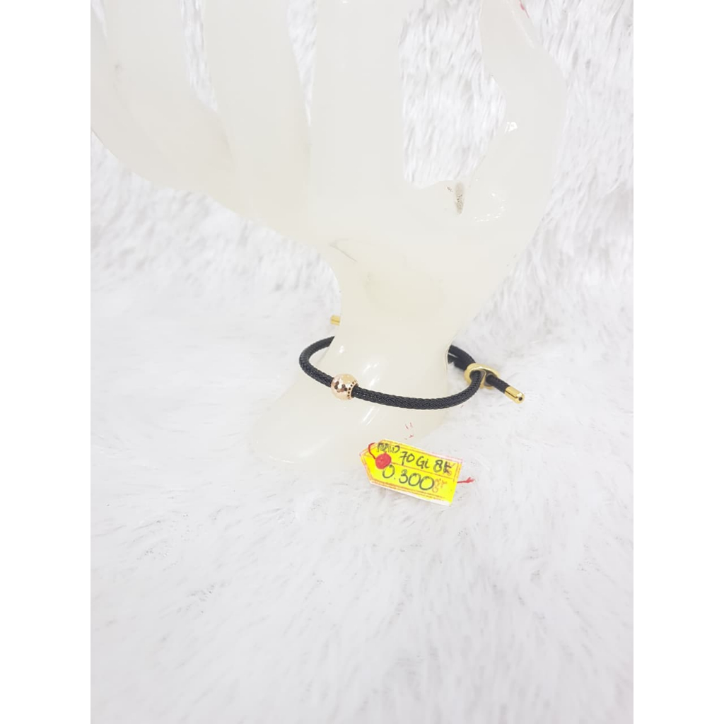 GL1125DLM Gelang tali hitam variais dewian emas kuning asli berat 0.300gr 8K