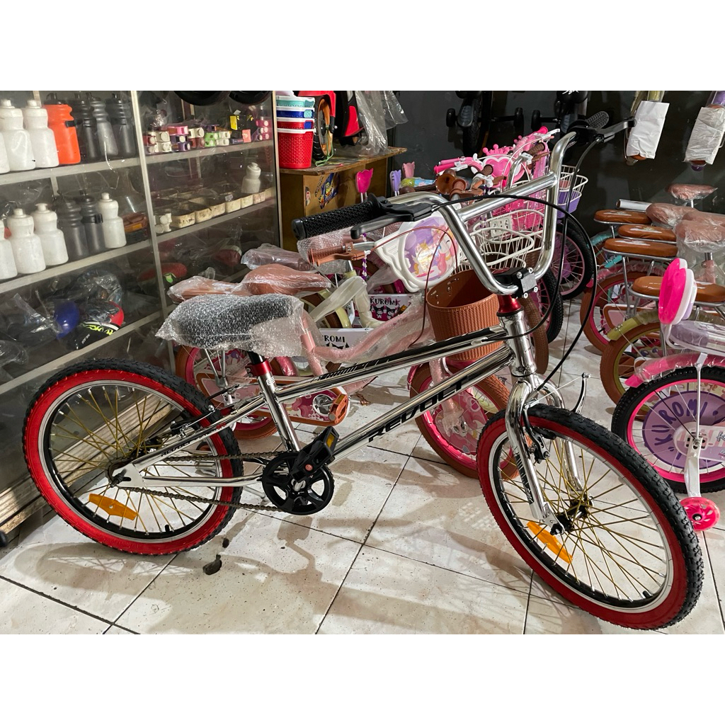 Sepeda BMX 20 Inch Atlantis Revolt Chrome Silver Ban Warna Original SNI