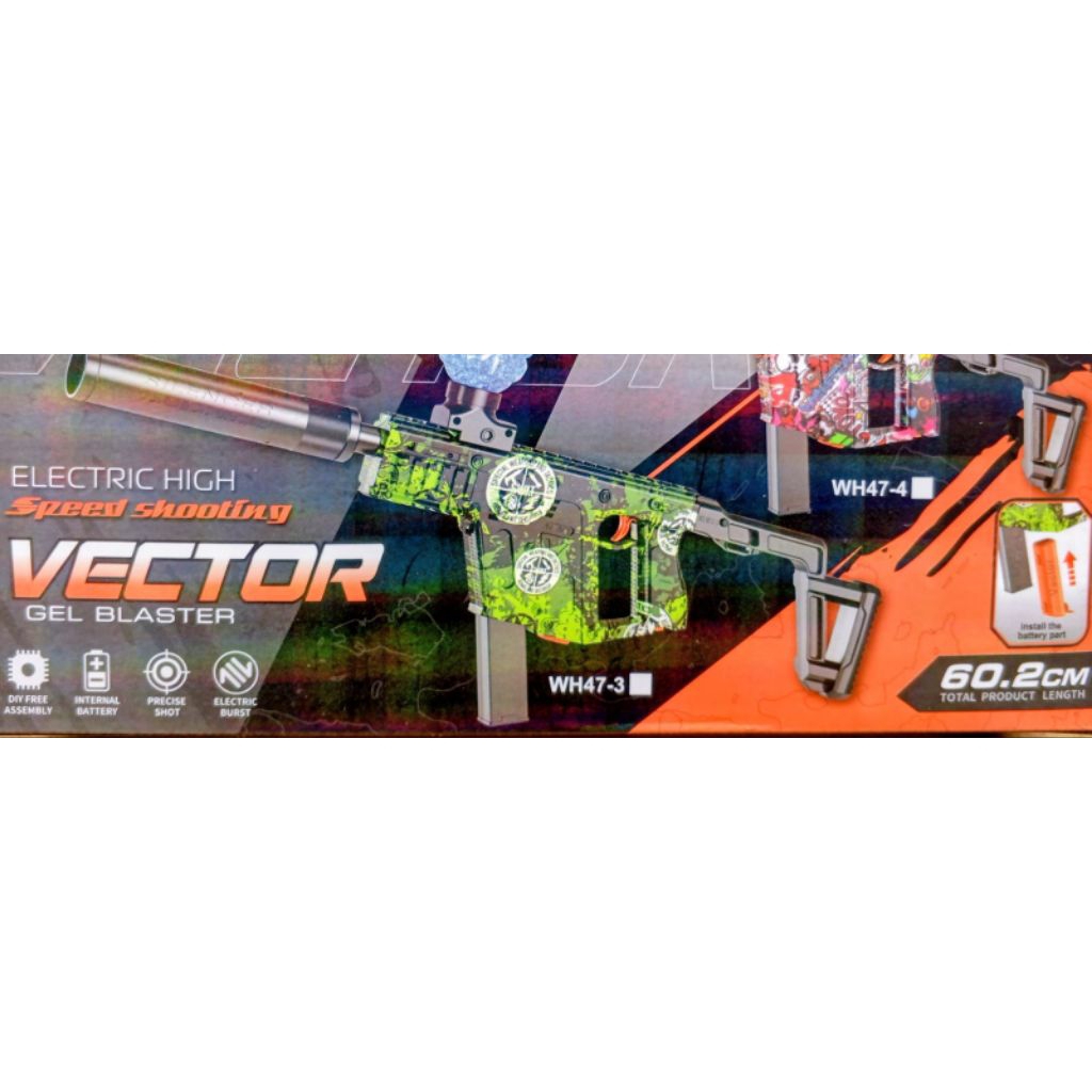 Mainan Anak Pistol Elektrik High Speed Shooting VECTOR Gel Blaster Otomatis