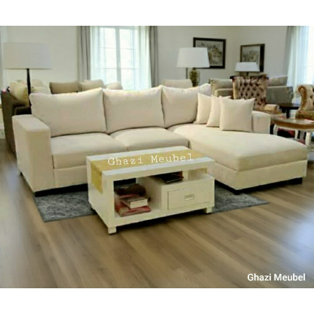 sofa L jumbo, sofa minimalis ruang tamu