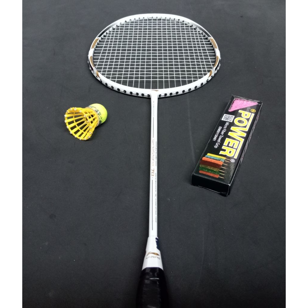 Raket badminton bekas second original lining windstrom 78+ plus