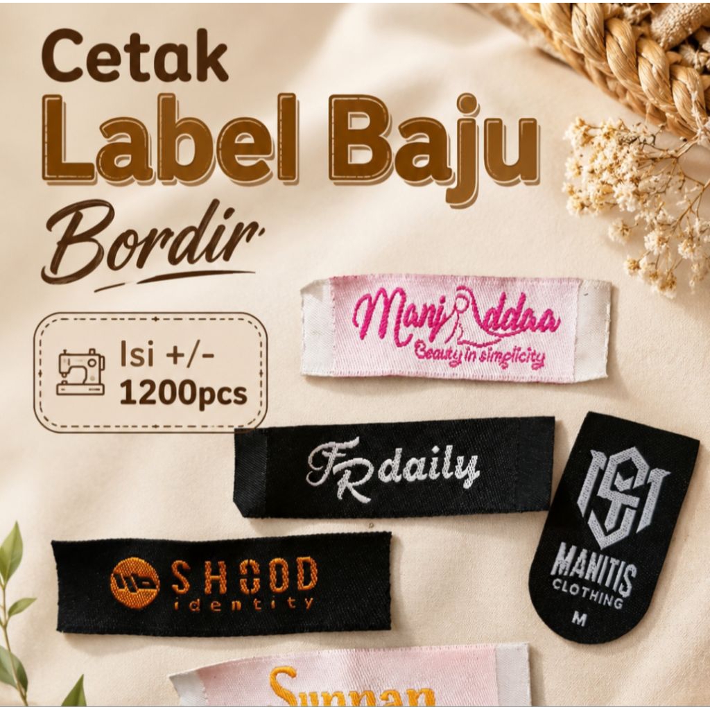 Label Hijab Bordir Woven lipat 1200pcs
