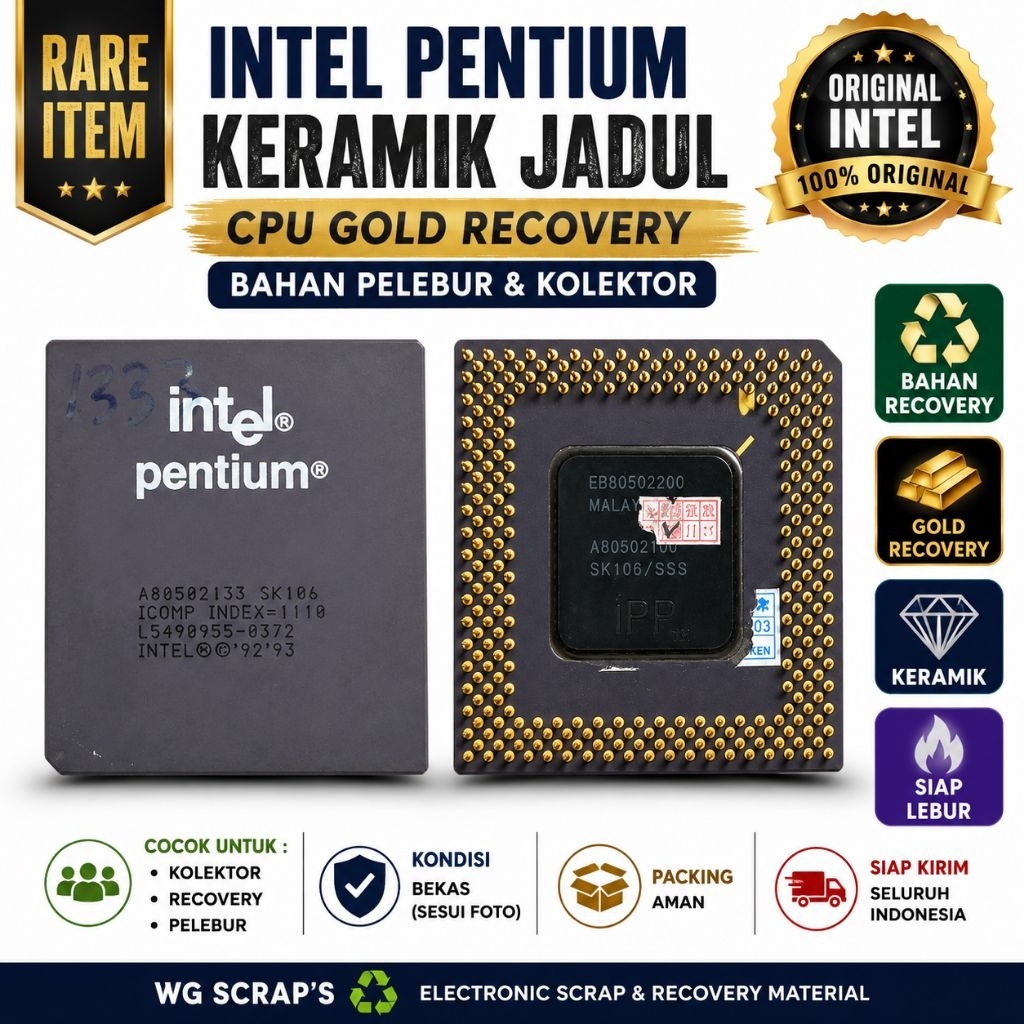 Intel Pentium Keramik Jadul Original | CPU Ceramic Gold Recovery | Prosesor IPP | Bahan Pelebur & Ko