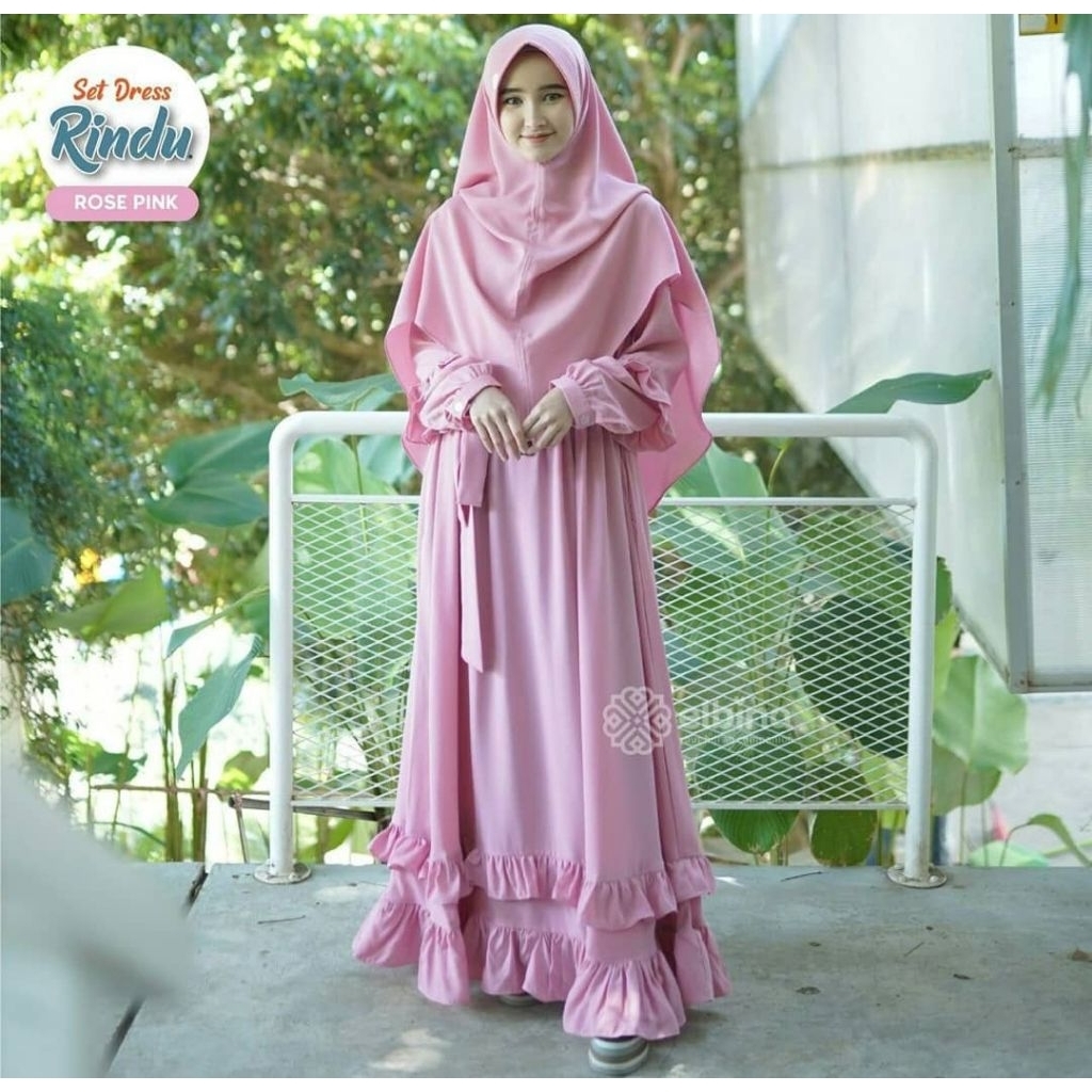 (PRELOVED) DRESS ELBINA HIJAB RINDU ROSE PINK L
