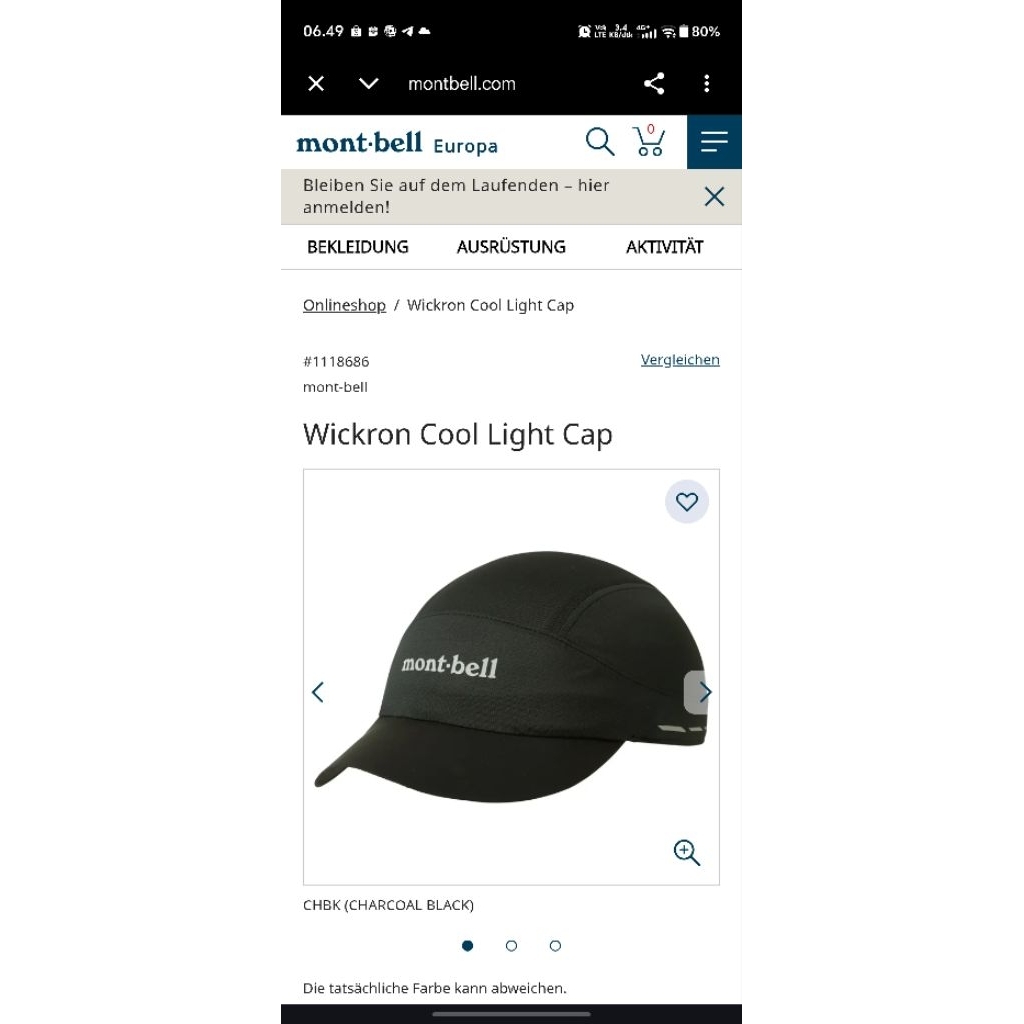 Topi Montbell Wickron Cool Light Cap