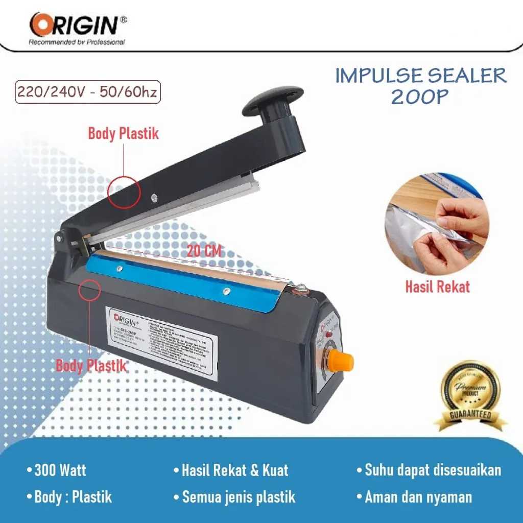 Alat press plastik 200p / Alat perekat plastik /Impulse sealer 20cm / Mesin press plastik origin