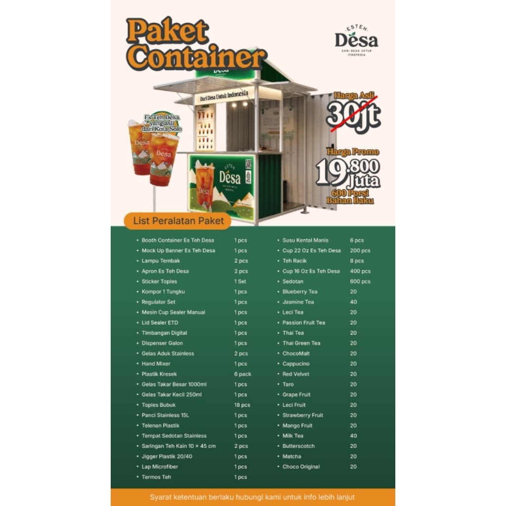 PAKET BOOTH CONTAINER ES TEH DESA