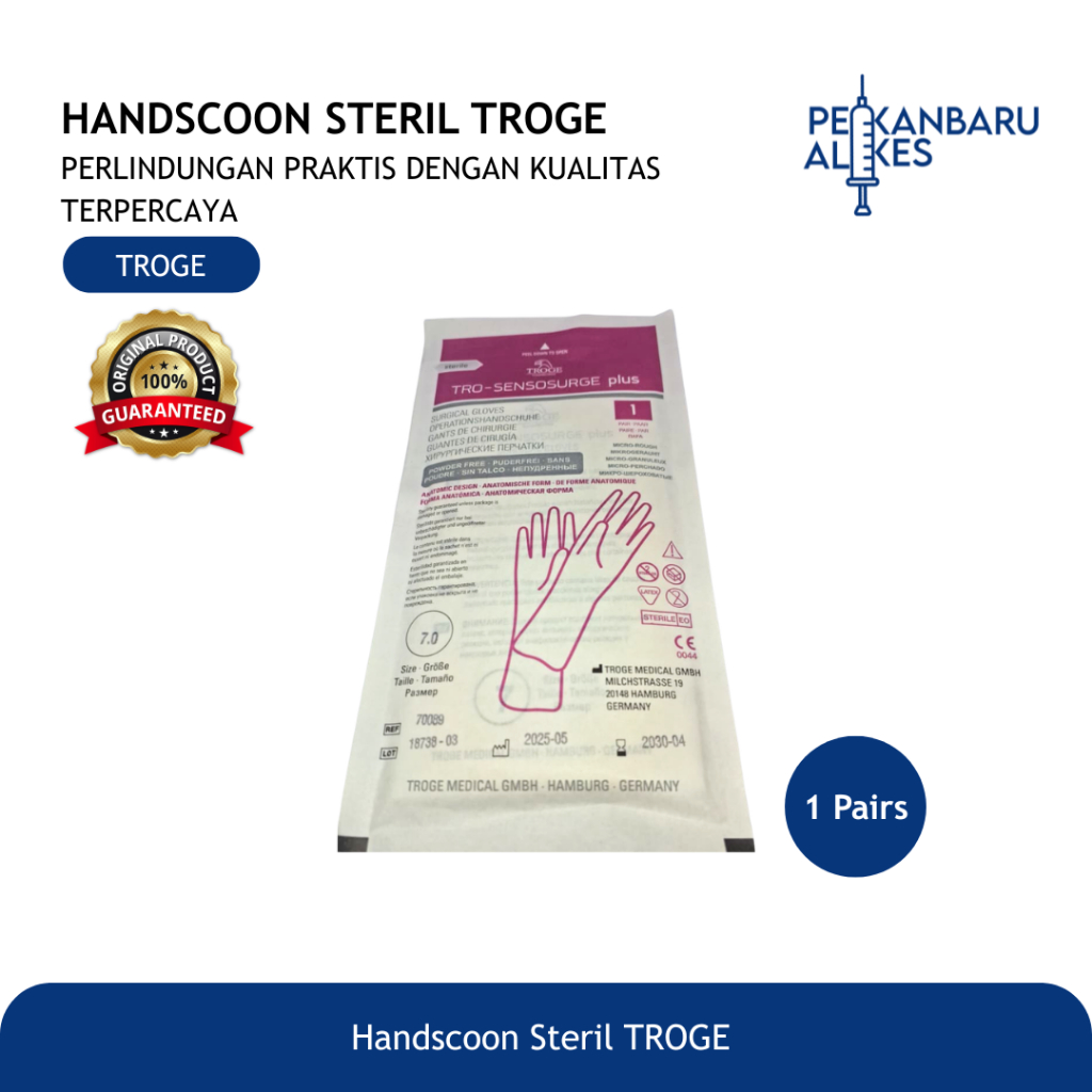 Handscoon Steril Troge Tro-Sensosurge / Sarung Tangan Steril Troge / Pekanbaru Alkes