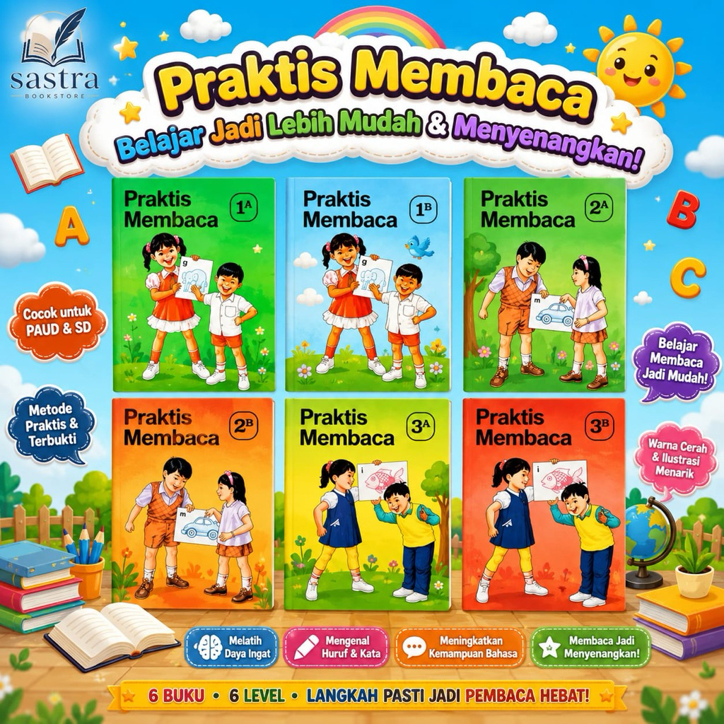Buku Seri Praktis Membaca Full Colour - Praktis Membaca 1A - 3B