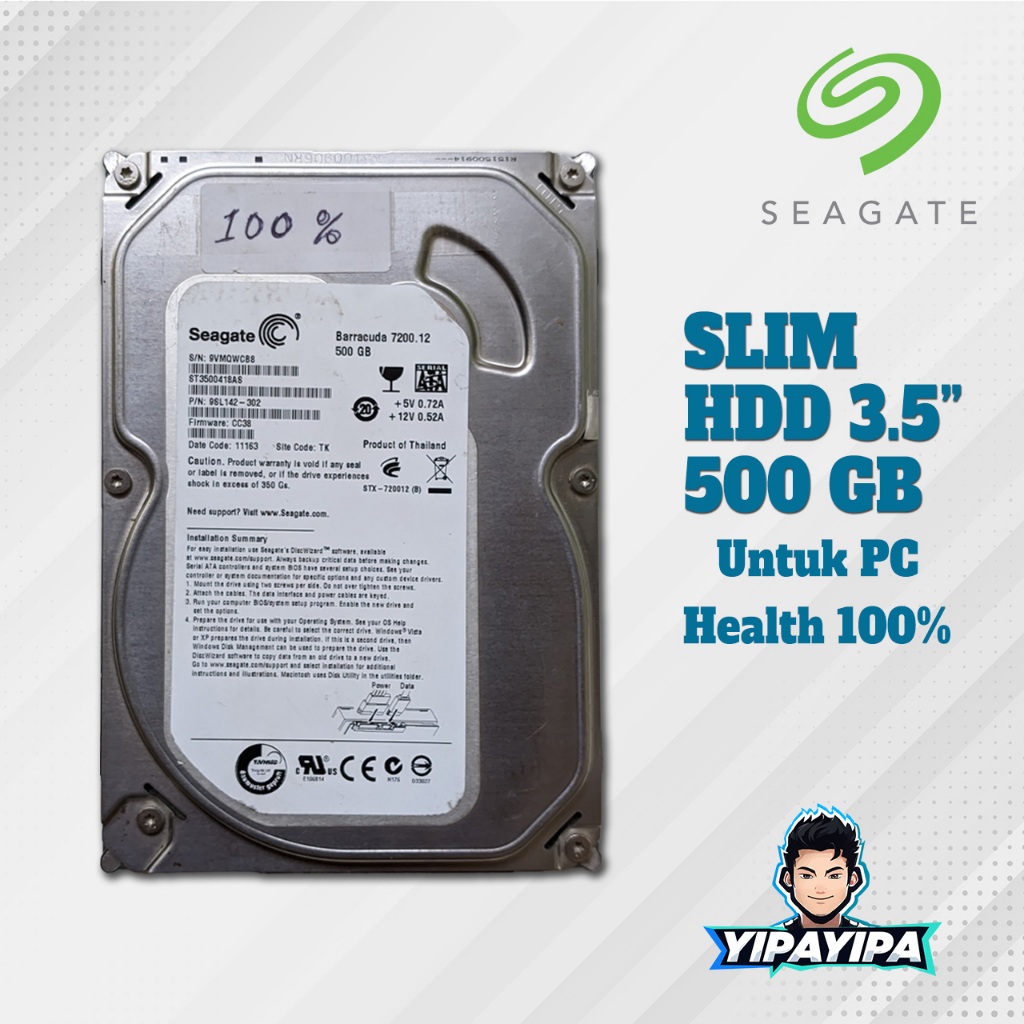 HDD / Harddisk Seagate 500GB 3.5 Inch Second Health 99-100% Normal Tested