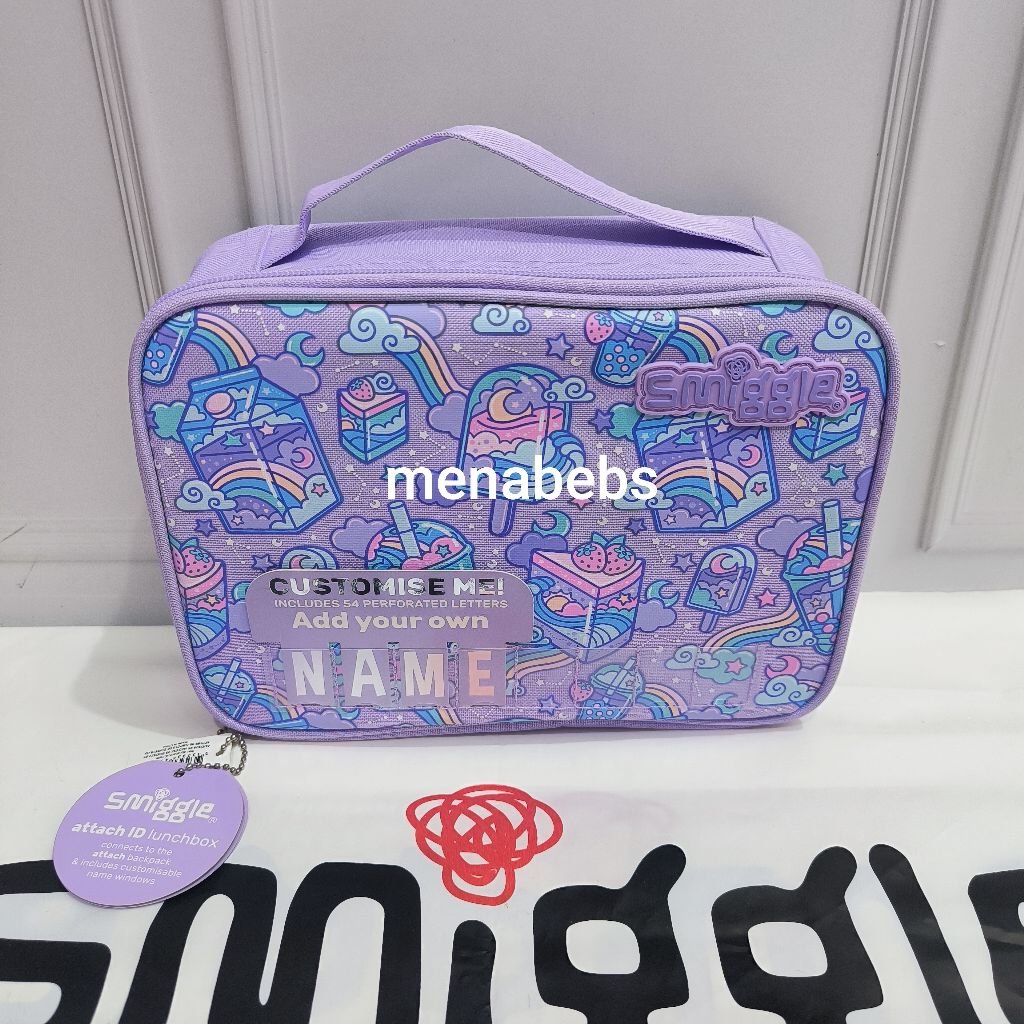 Smiggle Oblong Attach Id Lunchbox Trailblazer Lilac ori store