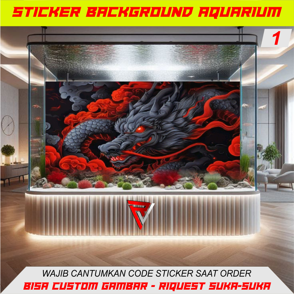 Sticker Background Aquarium 3D Naga Dragon