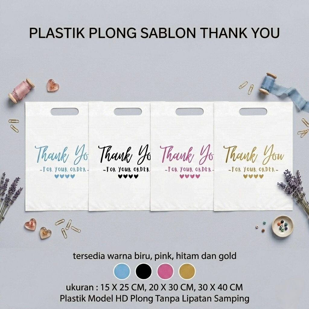 Plastik Sablon Thank You Plong Sablon Satu Sisi 15x25 Besar Packing Olshop Tebal Tidak Mudah Sobek U