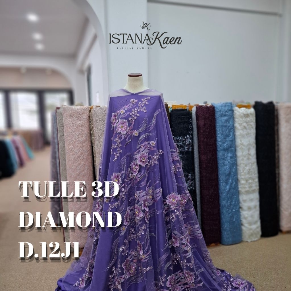 Tulle 3D Diamond | Tulle Flower 3D | Tulle 3D Bunga | Tulle Bordir 3D | Kain Kebaya | Bahan Kain Met