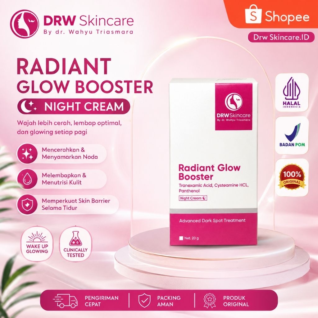 Drw Skincare Radiant Glow Booster Cream Malam Normal Glowing Susah Cerah Flek Berat