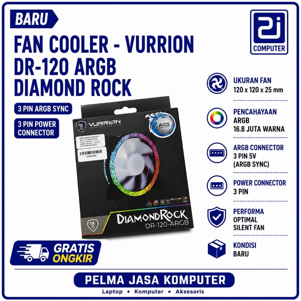 ( BARU ) Fan Cooler/Casing Vurrion DR-120 ARGB DIAMOND ROCK