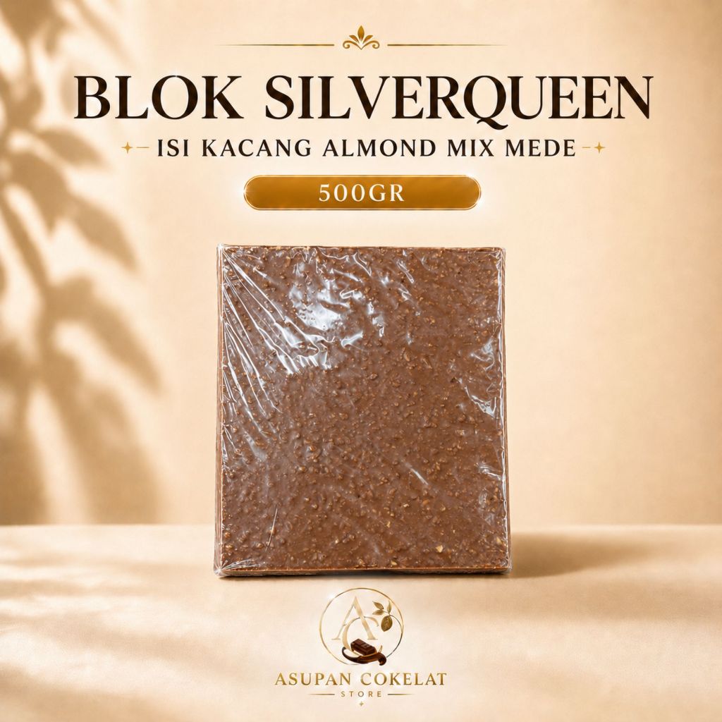 Blok Silverqueen 500gr | Coklat leburan sq dengan isian kacang almond dan mede | Cokelat blok silver