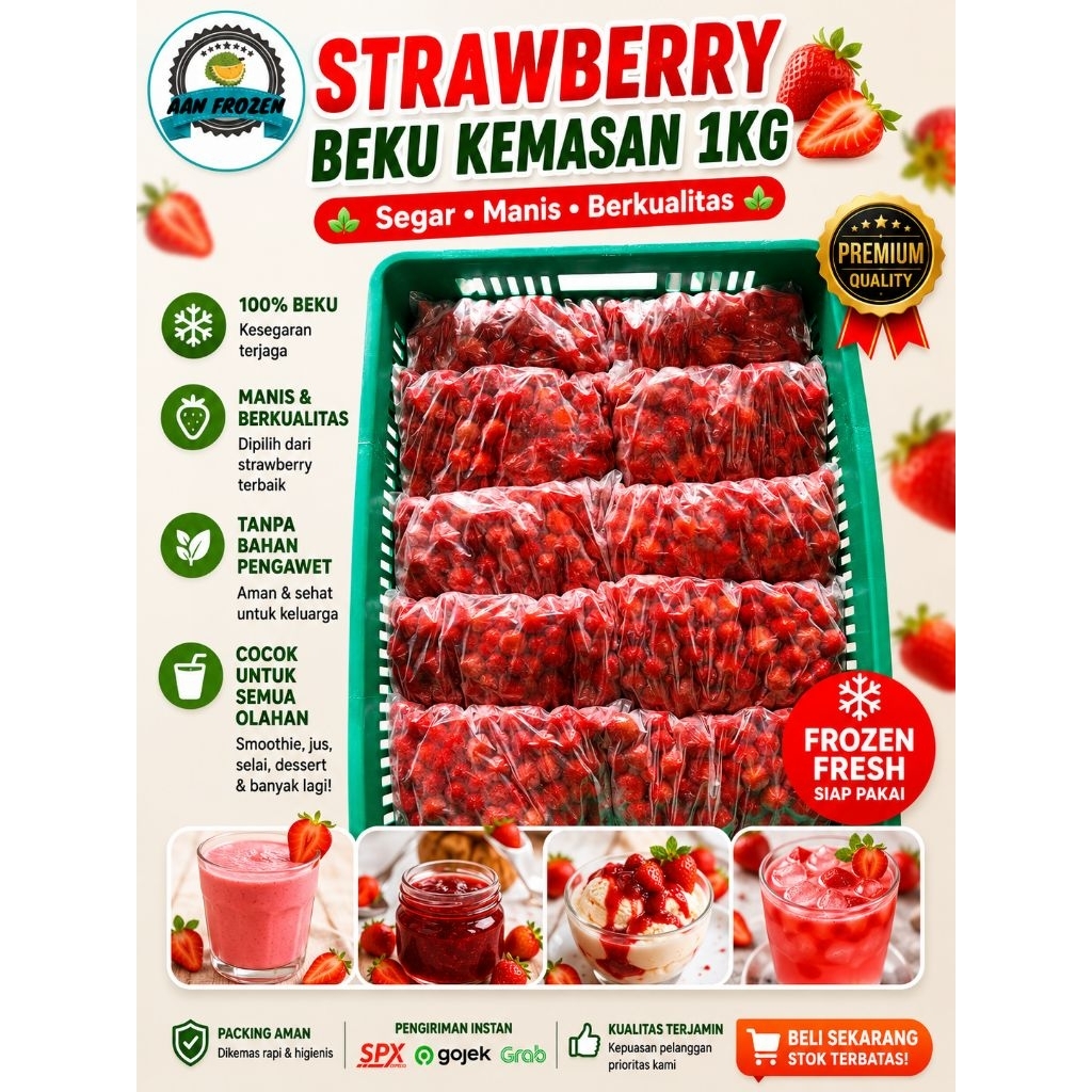 Strawberry Frozen 1kg / strawberry beku / Strawberry Frozen / Strawberry