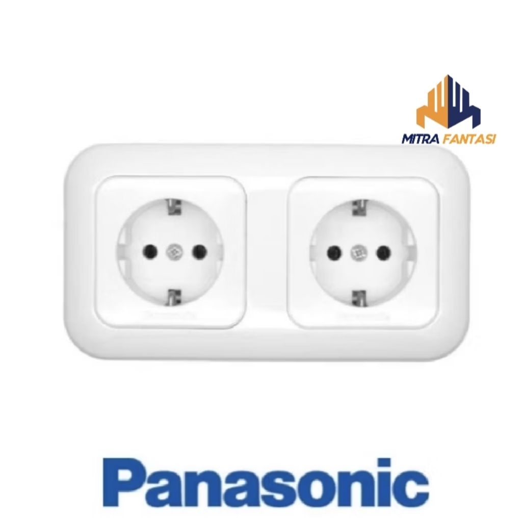 PANASONIC Stopkontak Double Non CP Wide Series WEJP11322-7 Stop Kontak 2 Lubang Arde Inbow IB Tanam 