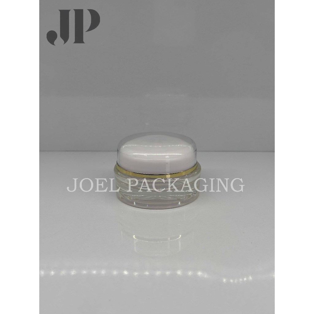 Pot Cream Acrylic 15gr White List Gold | Pot Cane 15gr Bulat