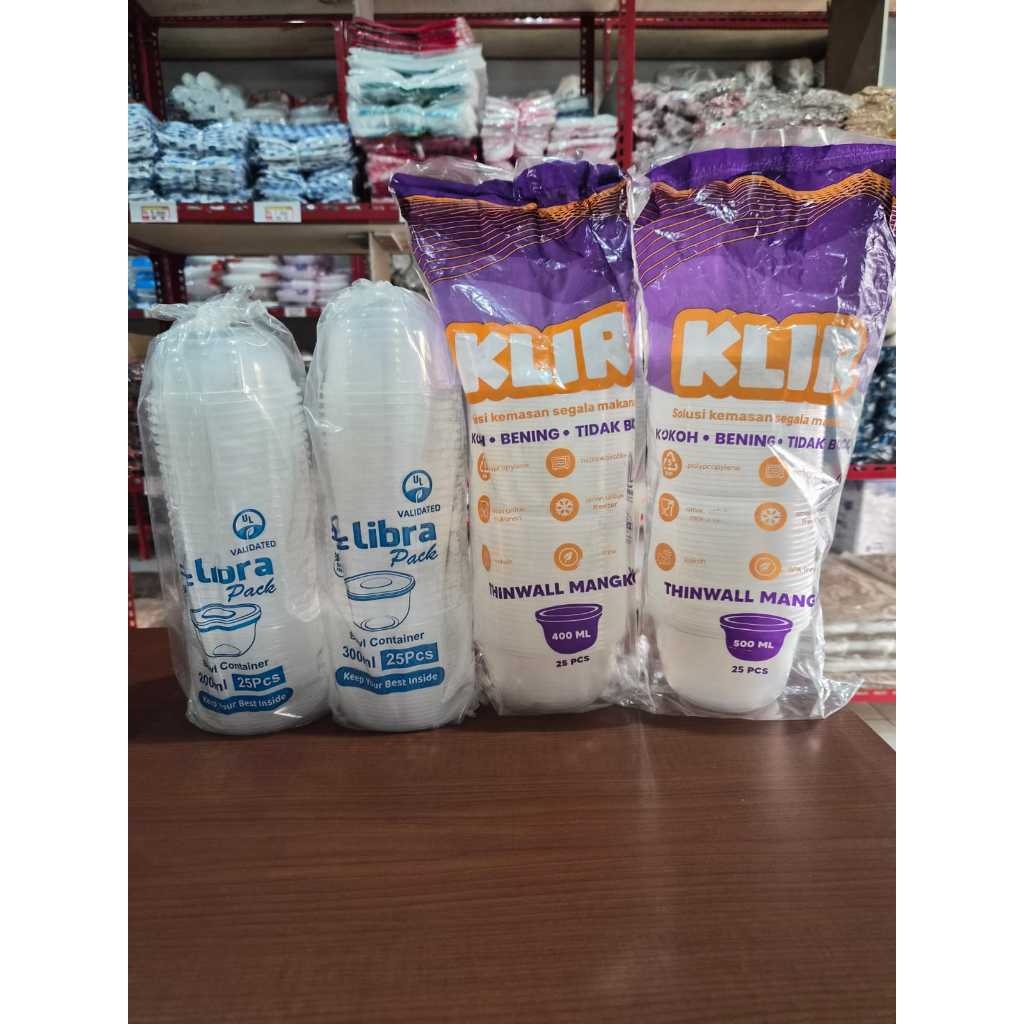 Libra Thinwall Mangkok 200 ml, 300 ml dan Klir 400 ml, 500 ml isi 25 pcs
