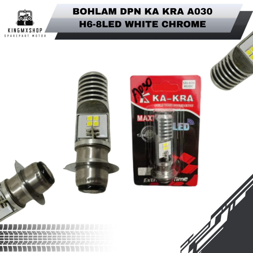 Bohlam depan { White Chrome } A030 H6 8 Led " Ka kra "