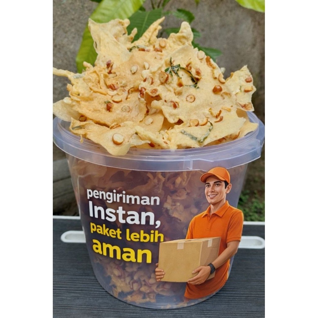 INSTAN peyek kacang tanah/ijo/rebon keasmasan toples 500g