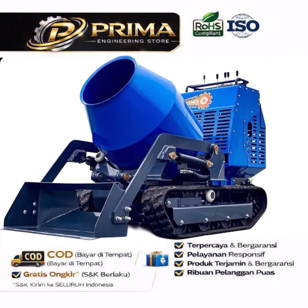 Mini Dumper Crawler Concrete Mixer MK750 Mesin Molen Beton Self Loading Track Diesel